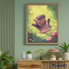 Carica l'immagine nel visualizzatore di Gallery, Diamond Painting - Ippopotamo che Nuota