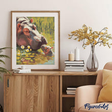Carica l'immagine nel visualizzatore di Gallery, Diamond Painting - Cucciolo di ippopotamo che bacia la mamma
