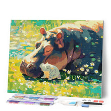 Carica l'immagine nel visualizzatore di Gallery, Diamond Painting - Cucciolo di ippopotamo e la sua mamma