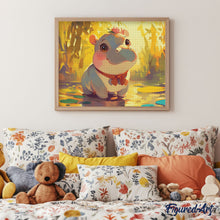 Carica l&#39;immagine nel visualizzatore di Gallery, Diamond Painting - Cucciolo di ippopotamo felice