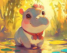 Carica l'immagine nel visualizzatore di Gallery, Diamond Painting - Cucciolo di ippopotamo felice