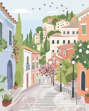 Carica l'immagine nel visualizzatore di Gallery, Diamond Painting - Paese Pastello sulla Collina