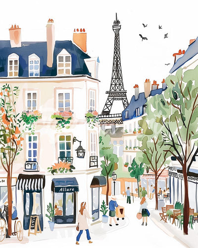 Diamond Painting - Strada di Parigi ad Acquerello