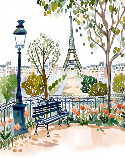 Diamond Painting - Giardino di Parigi ad Acquerello
