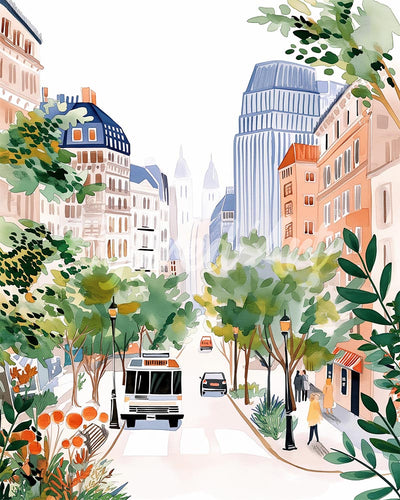 Diamond Painting - Viale Cittadino ad Acquerello