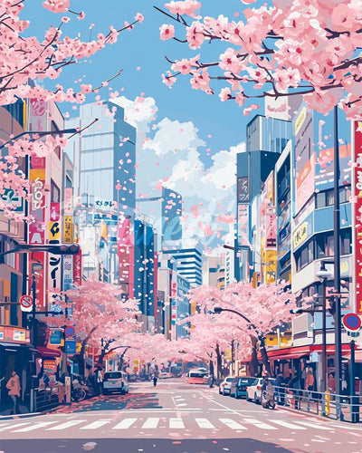 Diamond Painting - Fiori di Ciliegio a Tokyo