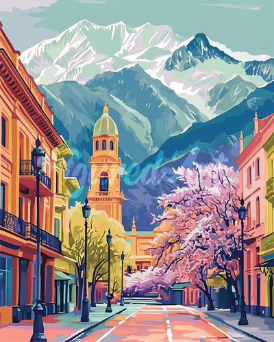 Diamond Painting - Villaggio Alpino Colorato
