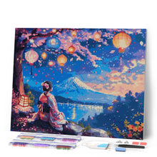 Carica l'immagine nel visualizzatore di Gallery, Diamond Painting - Ragazza, Lanterne e Monte Fuji