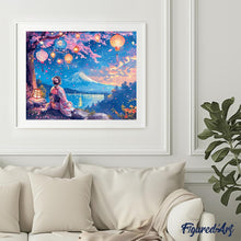 Carica l'immagine nel visualizzatore di Gallery, Diamond Painting - Ragazza, Lanterne e Monte Fuji