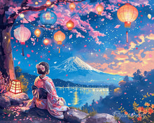 Carica l'immagine nel visualizzatore di Gallery, Diamond Painting - Ragazza, Lanterne e Monte Fuji