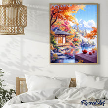 Carica l'immagine nel visualizzatore di Gallery, Diamond Painting - Casa del Tè sul Lago in Autunno