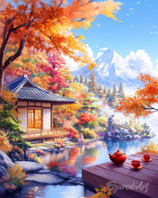 Carica l'immagine nel visualizzatore di Gallery, Diamond Painting - Casa del Tè sul Lago in Autunno