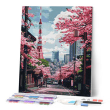 Carica l'immagine nel visualizzatore di Gallery, Diamond Painting - Strada a Tokyo e Ciliegi in Fiore