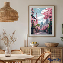 Carica l'immagine nel visualizzatore di Gallery, Diamond Painting - Strada a Tokyo e Ciliegi in Fiore