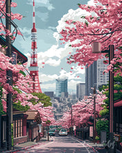 Carica l'immagine nel visualizzatore di Gallery, Diamond Painting - Strada a Tokyo e Ciliegi in Fiore