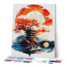 Carica l'immagine nel visualizzatore di Gallery, Diamond Painting - Pagoda sotto il Sole Nascente