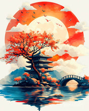 Carica l'immagine nel visualizzatore di Gallery, Diamond Painting - Pagoda sotto il Sole Nascente
