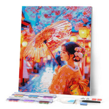 Carica l'immagine nel visualizzatore di Gallery, Diamond Painting - Ragazza in Kimono sotto un Ciliegio in Fiore
