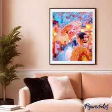 Carica l'immagine nel visualizzatore di Gallery, Diamond Painting - Ragazza in Kimono sotto un Ciliegio in Fiore