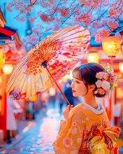 Carica l'immagine nel visualizzatore di Gallery, Diamond Painting - Ragazza in Kimono sotto un Ciliegio in Fiore