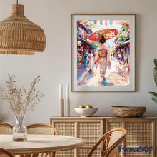 Carica l'immagine nel visualizzatore di Gallery, Diamond Painting - Ragazza in Yukata sulla Strada Festiva 40x50cm tela già incorniciata