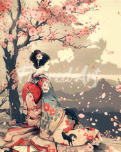 Carica l'immagine nel visualizzatore di Gallery, Diamond Painting - Donna Vintage e Fiori di Sakura