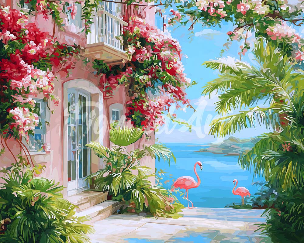 Diamond Painting - Villa Rosa sulla Spiaggia
