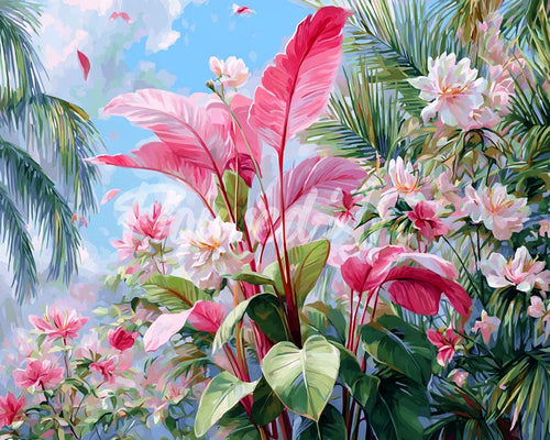 Diamond Painting - Fioritura Tropicale Rosa