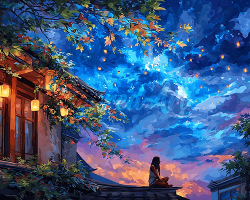 Diamond Painting - Vista Notturna con Lanterne