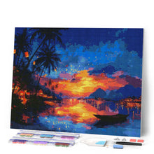 Carica l'immagine nel visualizzatore di Gallery, Diamond Painting - Tramonto sulla Spiaggia con Lanterne