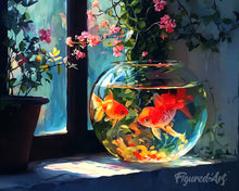 Carica l'immagine nel visualizzatore di Gallery, Diamond Painting - Boccia dei Pesci sul davanzale
