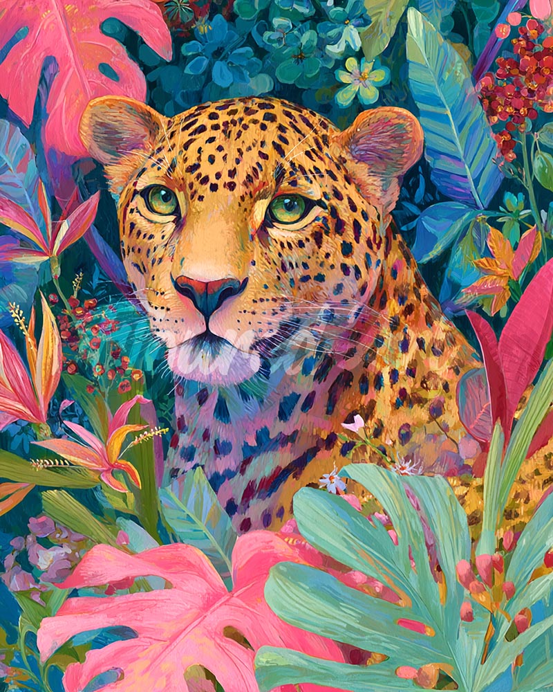 Diamond Painting - Leopardo Tropicale
