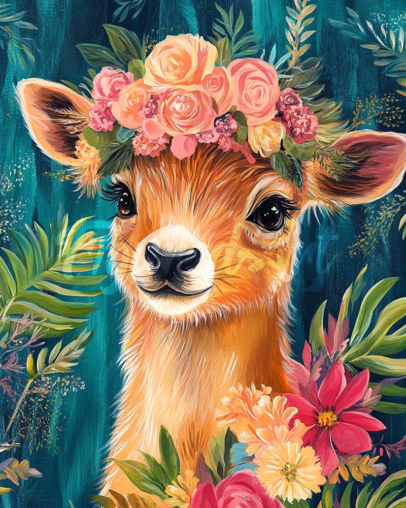 Diamond Painting - Cerbiatto tra i Fiori