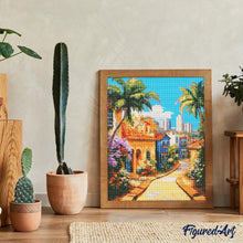 Carica l&#39;immagine nel visualizzatore di Gallery, Diamond Painting - Città tropicale con palme