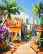 Carica l'immagine nel visualizzatore di Gallery, Diamond Painting - Città tropicale con palme