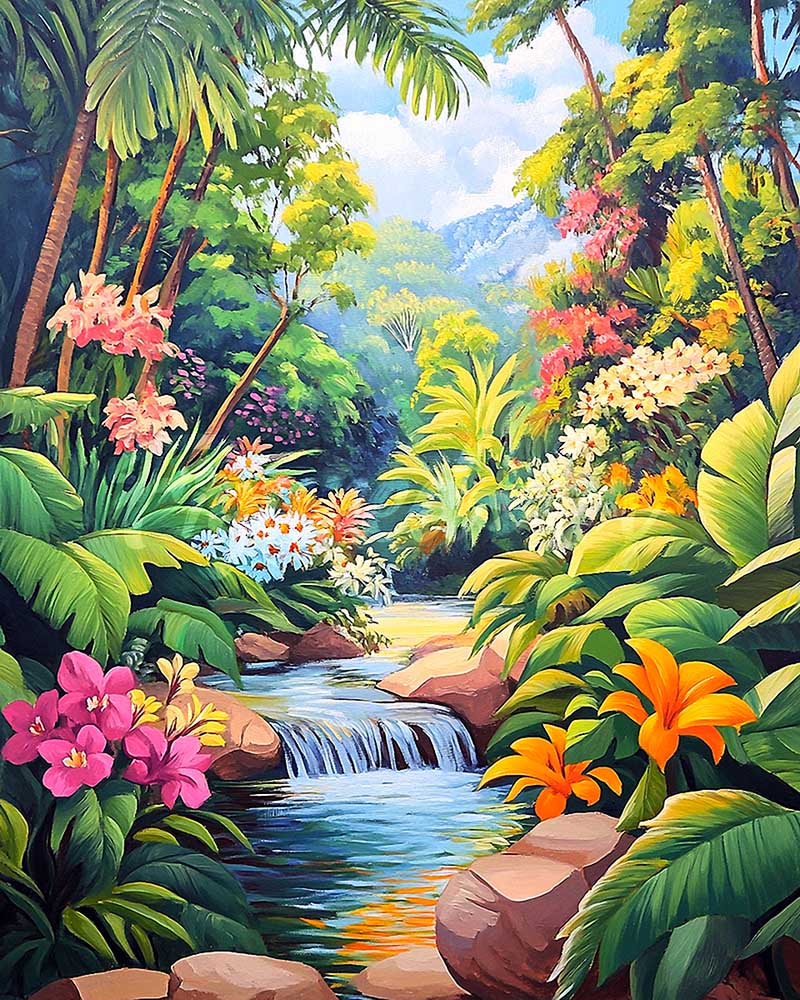 Diamond Painting - Cascata tropicale
