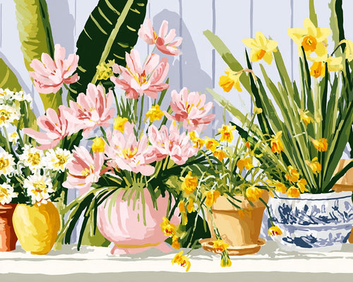 Diamond Painting - Vasi di fiori color pastello