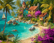 Carica l&#39;immagine nel visualizzatore di Gallery, Diamond Painting - Villaggio Tropicale sul Mare