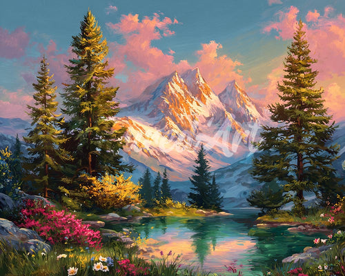 Diamond Painting - Bagliore Alpino al Tramonto