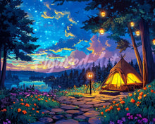 Carica l&#39;immagine nel visualizzatore di Gallery, Diamond Painting - Notte di Campeggio Stellata
