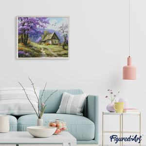 Diamond Painting - Cottage sul Viale dei Jacaranda
