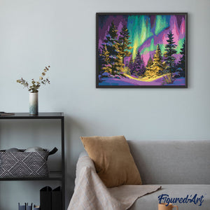 Diamond Painting - Foresta sotto l’Aurora