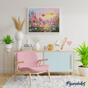 Diamond Painting - Tramonto tra i Fiori di Campo
