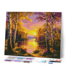 Carica l'immagine nel visualizzatore di Gallery, Diamond Painting - Lago tra le Betulle al Tramonto