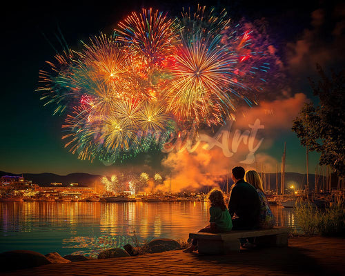 Diamond Painting - Famiglia e Fuochi d’Artificio