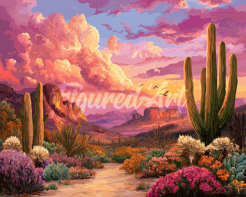 Diamond Painting - Valle dei Cactus al Tramonto