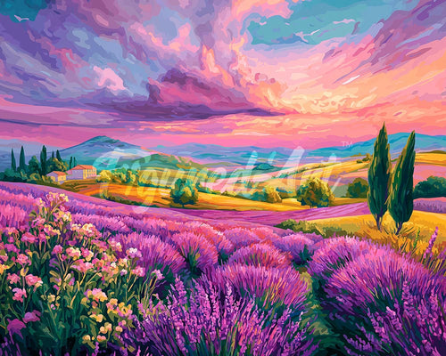 Diamond Painting - Colline di Lavanda al Tramonto