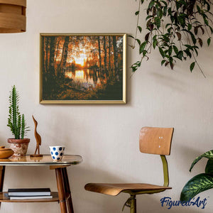Diamond Painting - Lago tra le Betulle Dorate