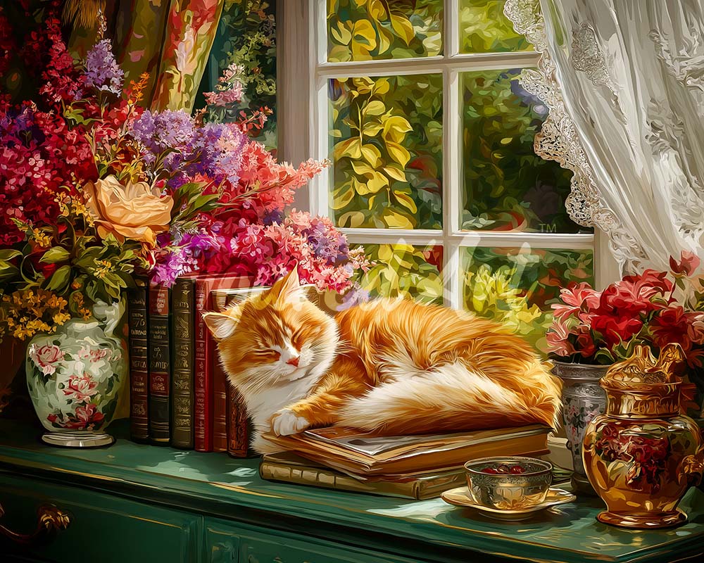 Diamond Painting - Finestra Accogliente con Gatto