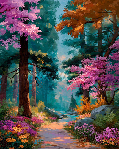 Diamond Painting - Sentiero Fiorito nel Bosco